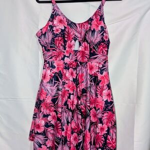 Floral Pink and Blue One Piece Swim dress